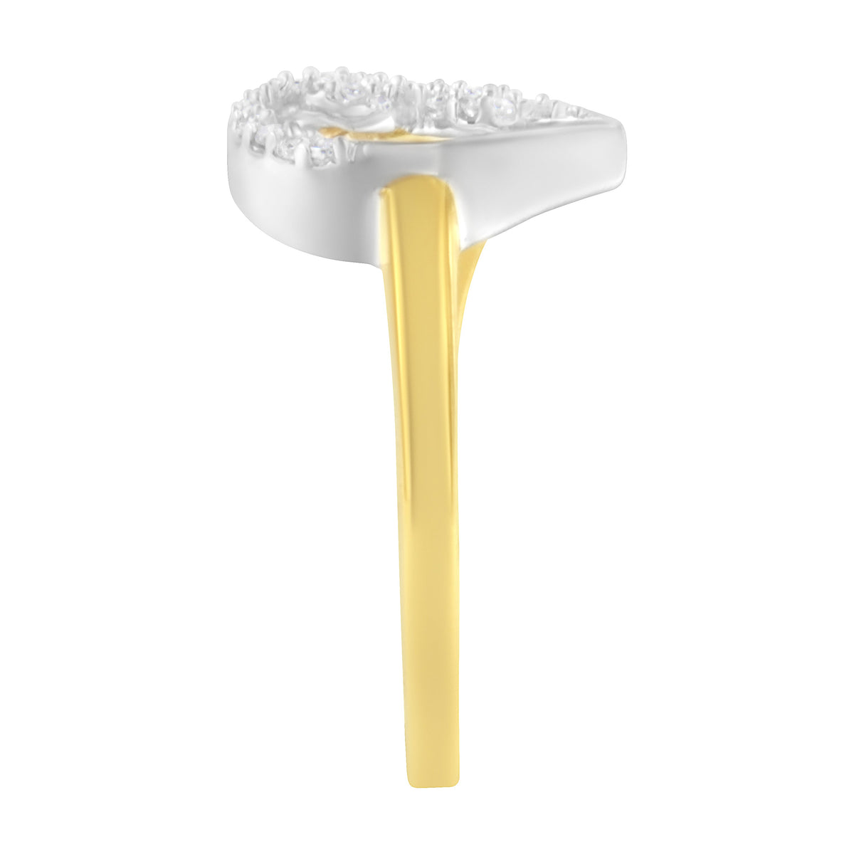 Bague Cœur Or Bicolore 10K sertie Diamants (1/6 Cttw, Couleur H-I, Pureté I1-I2) - Taille 6