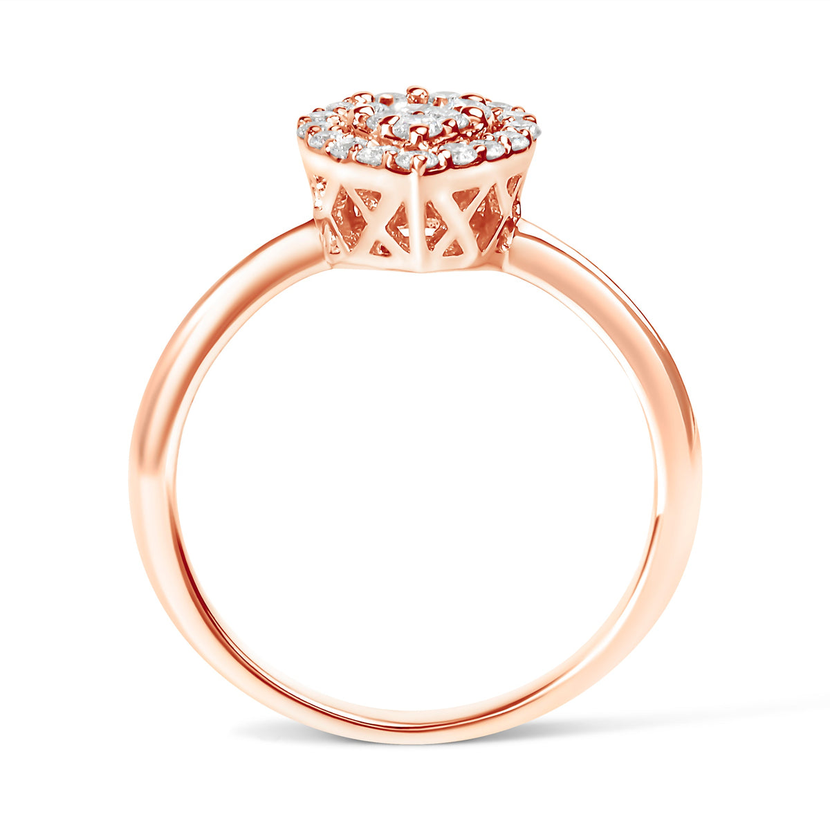 Bague de promesse halo poire en or rose 10K sertie de diamants composites 3/8 Cttw (couleur I-J, clarté I2-I3) - Taille 6