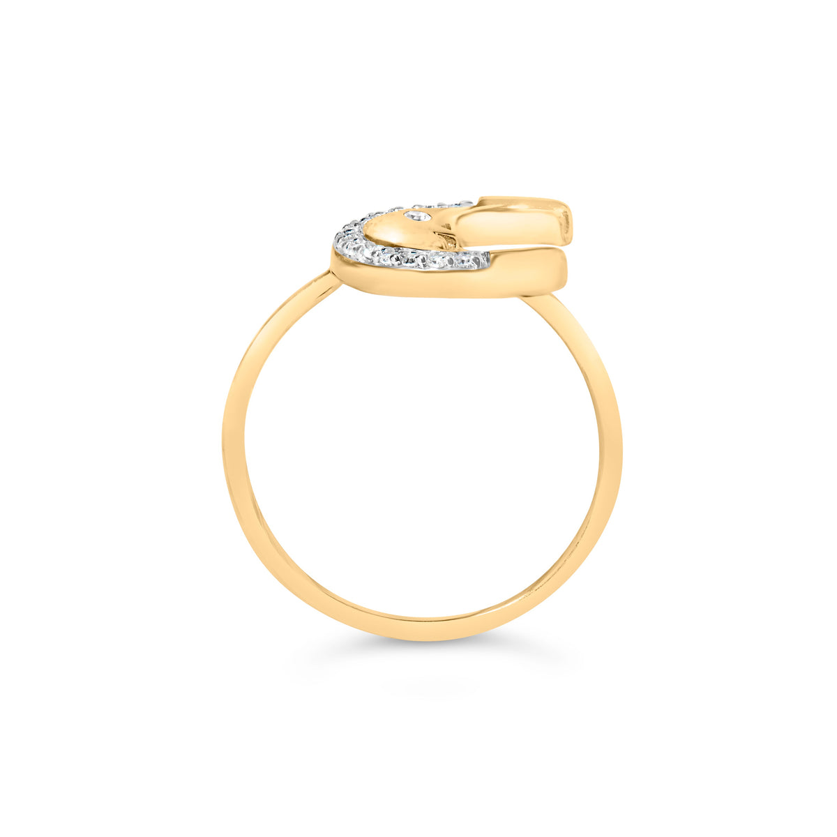 Bague lune croissant en or jaune 10K et diamant 1/10 Cttw (couleur I-J, pureté I1-I2) - Taille de bague 6
