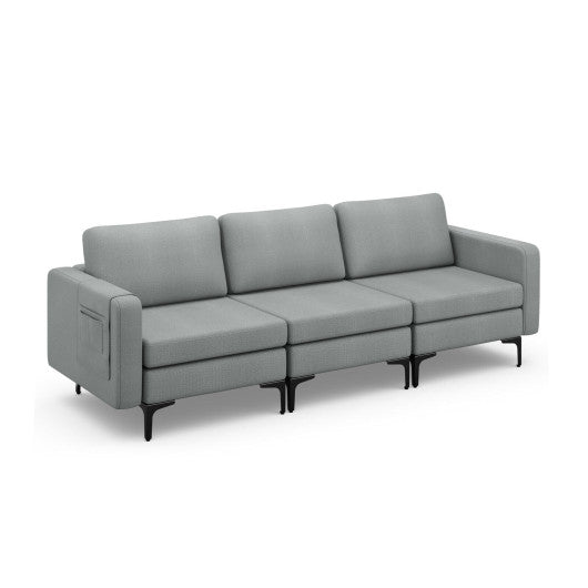 Canapé sectionnel convertible 1/2/3/4 places avec pouf réversible-3 places