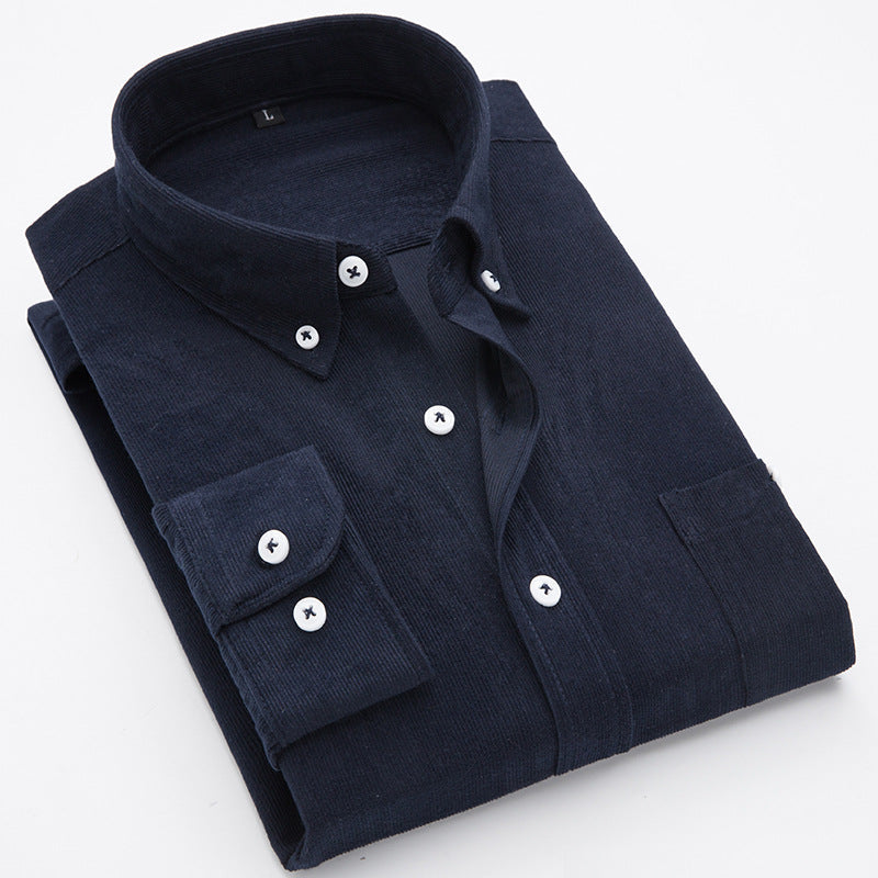 Men's Thin Corduroy Long Sleeve Shirt for Winter