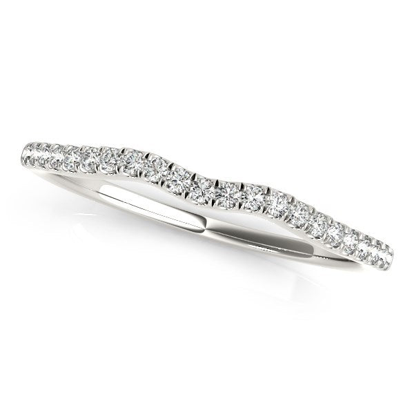 Alliance en or blanc 14 carats motif vague et diamants (0,125 ct.T.L.)