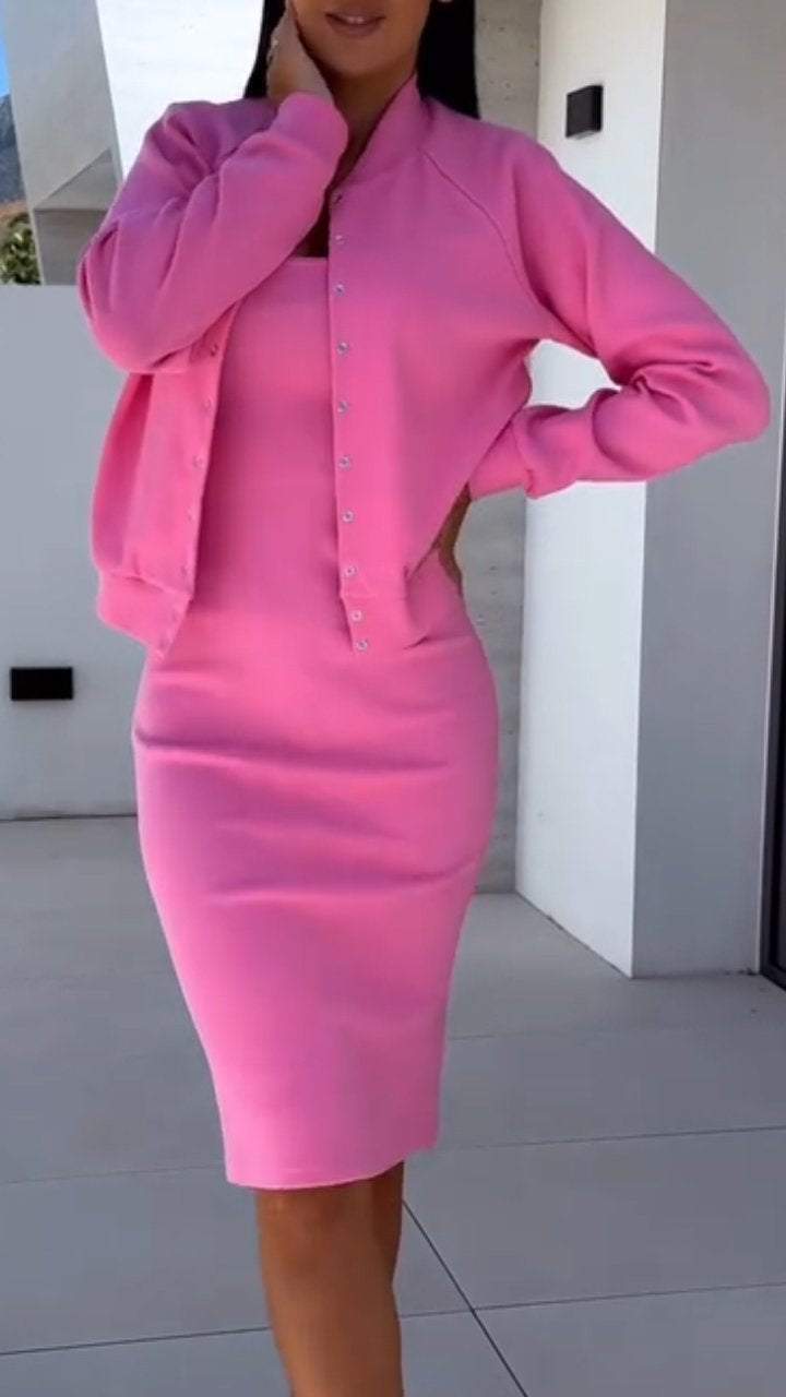 2026 European And American Cross Border Best Selling Autumn-winter New Style Dress And Jacket Women's Two Piece Set