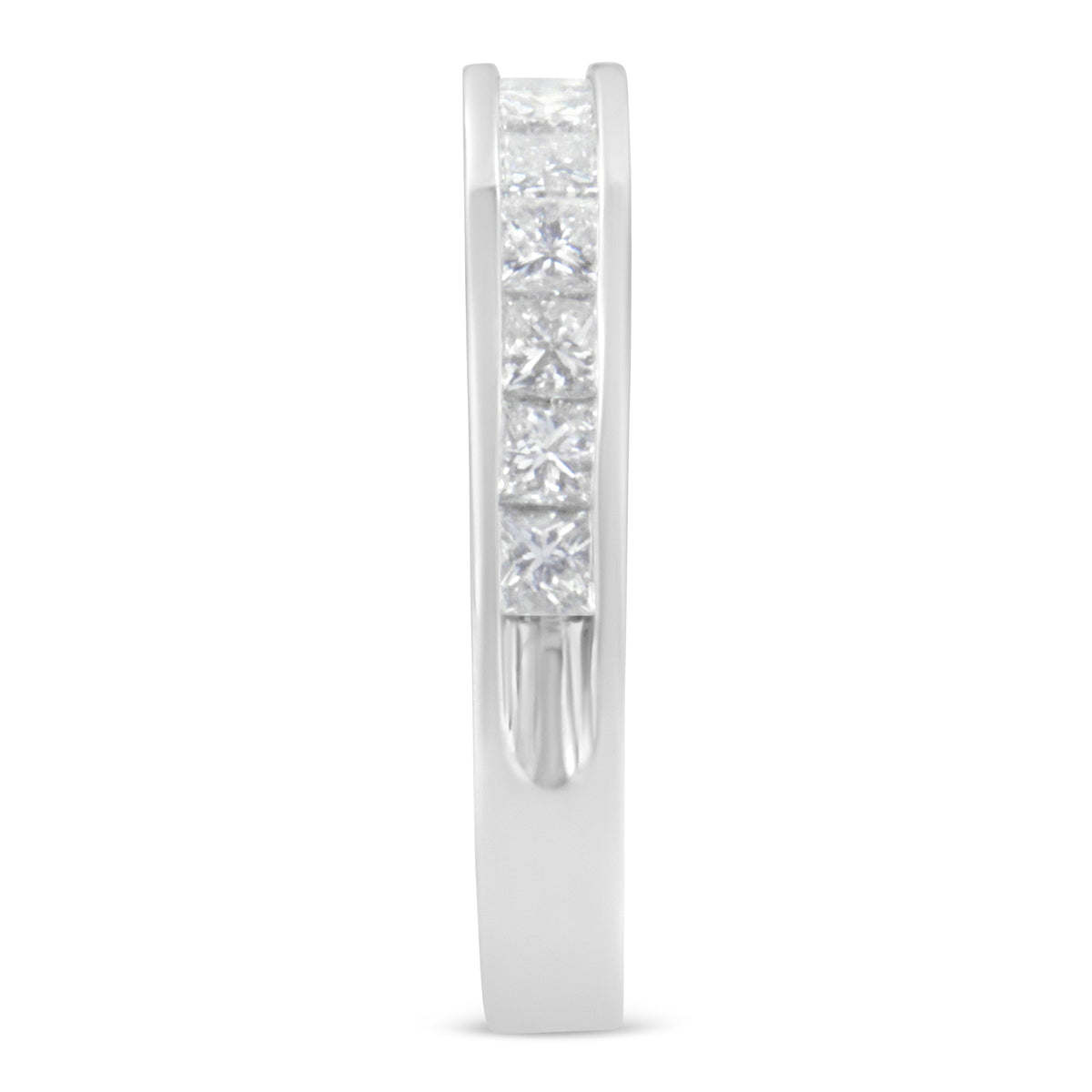 Bague alliance en or blanc 18 carats pour femme sertie de diamants taille princesse (1 carat poids total, couleur G-H, pureté SI1-SI2) - Taille 6