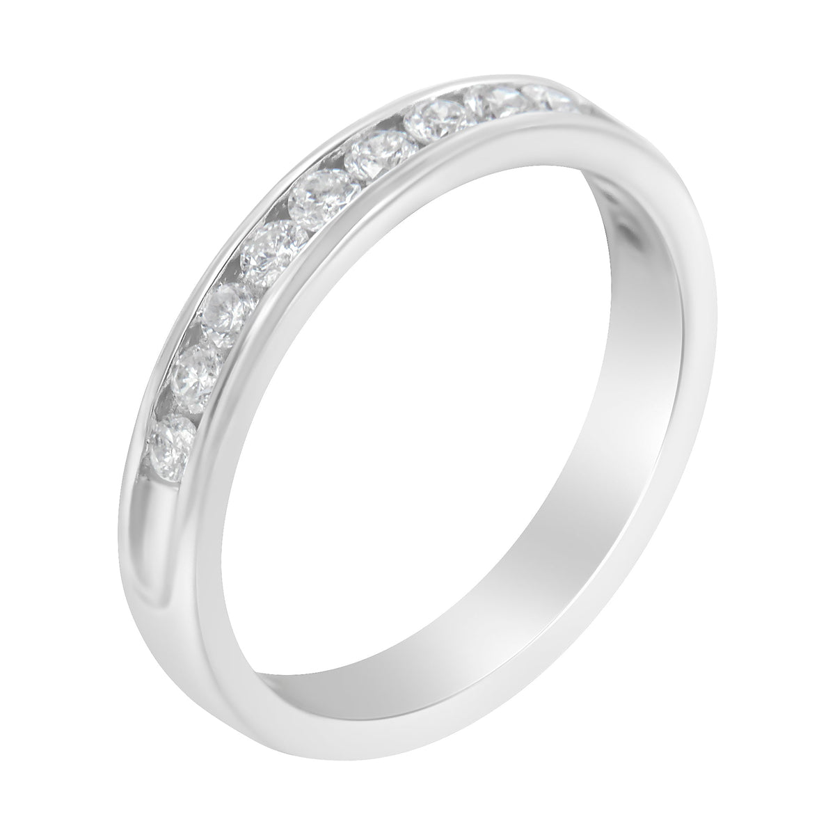Bague en or blanc 14 carats avec diamants 1/2 carat (couleur I-J, pureté I2-I3) - Taille 7