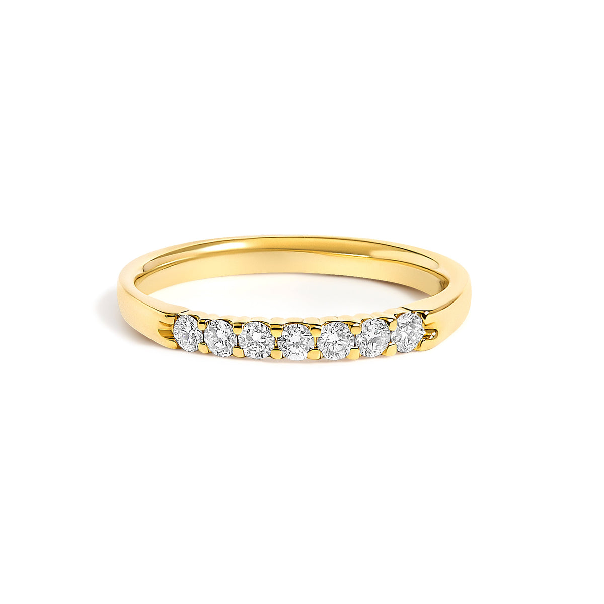 Bague jonc en or blanc 14 carats avec 7 diamants (0,25 carat total)
