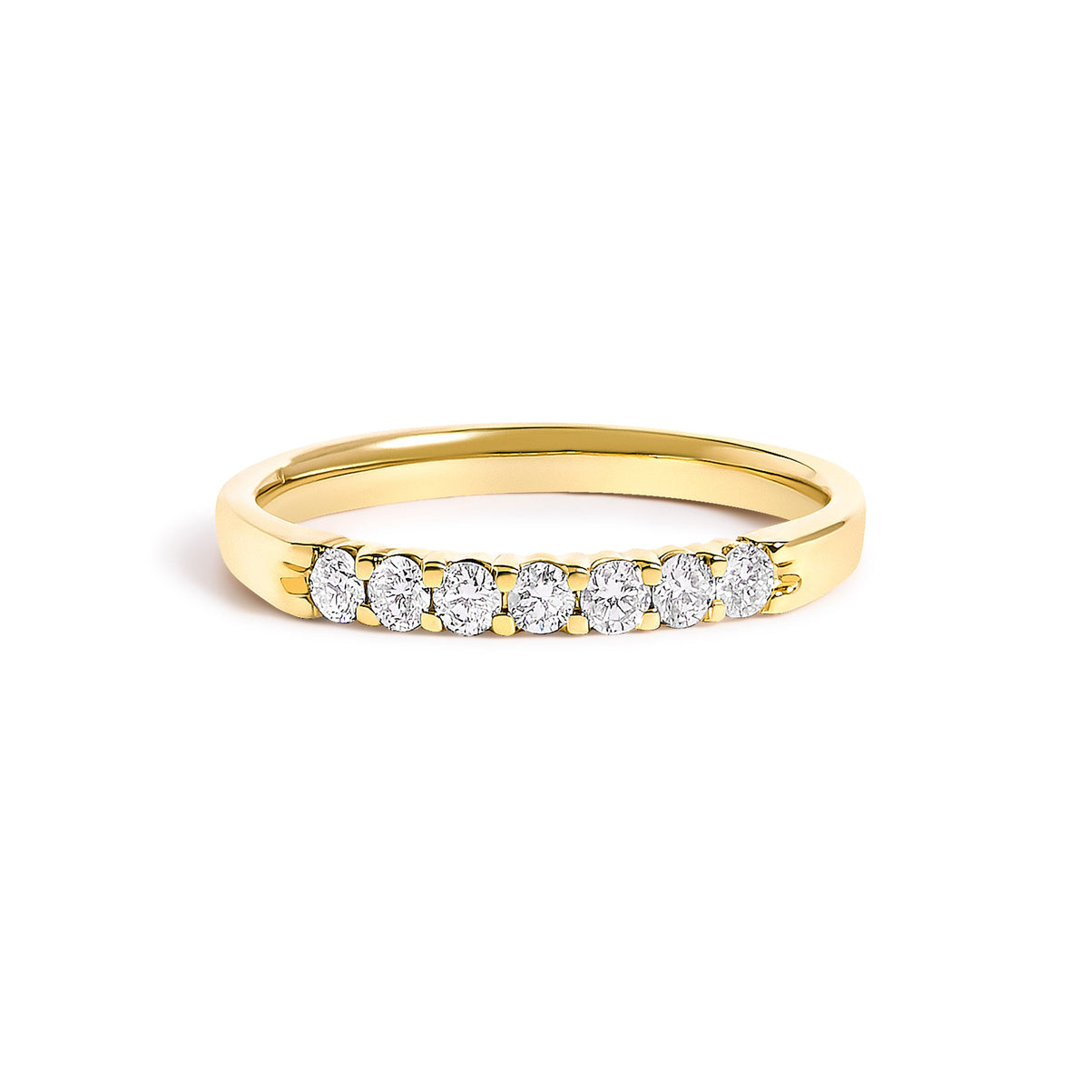 Bague jonc en or blanc 14 carats avec 7 diamants de 0,10 carat