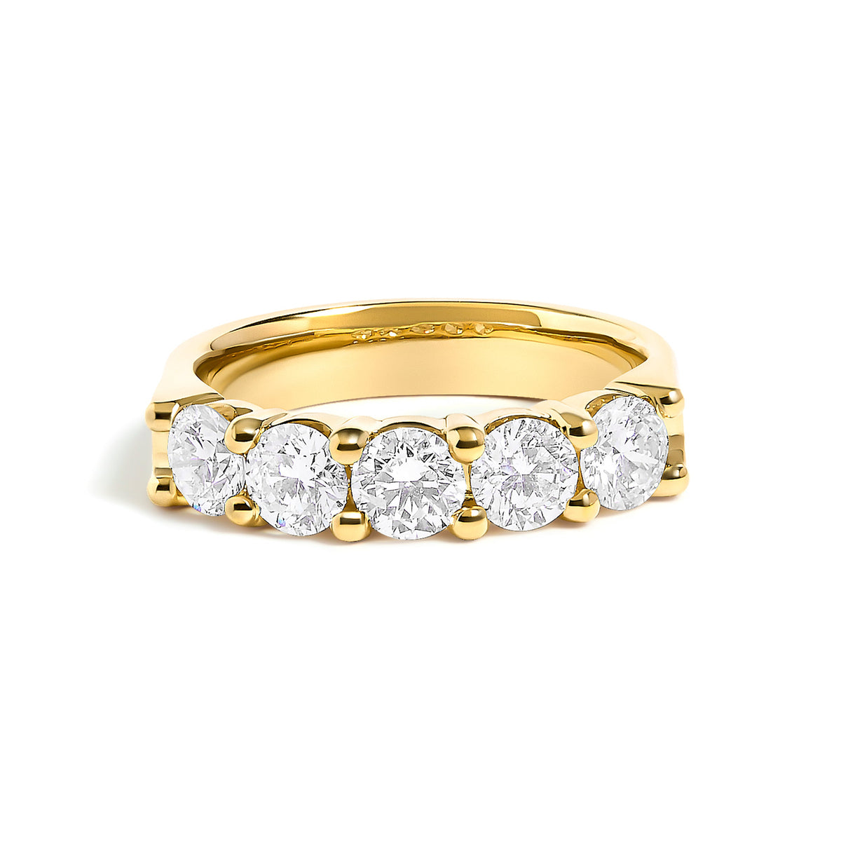 Bague 5 pierres en or blanc 14 carats et diamant 1,5 ct tw