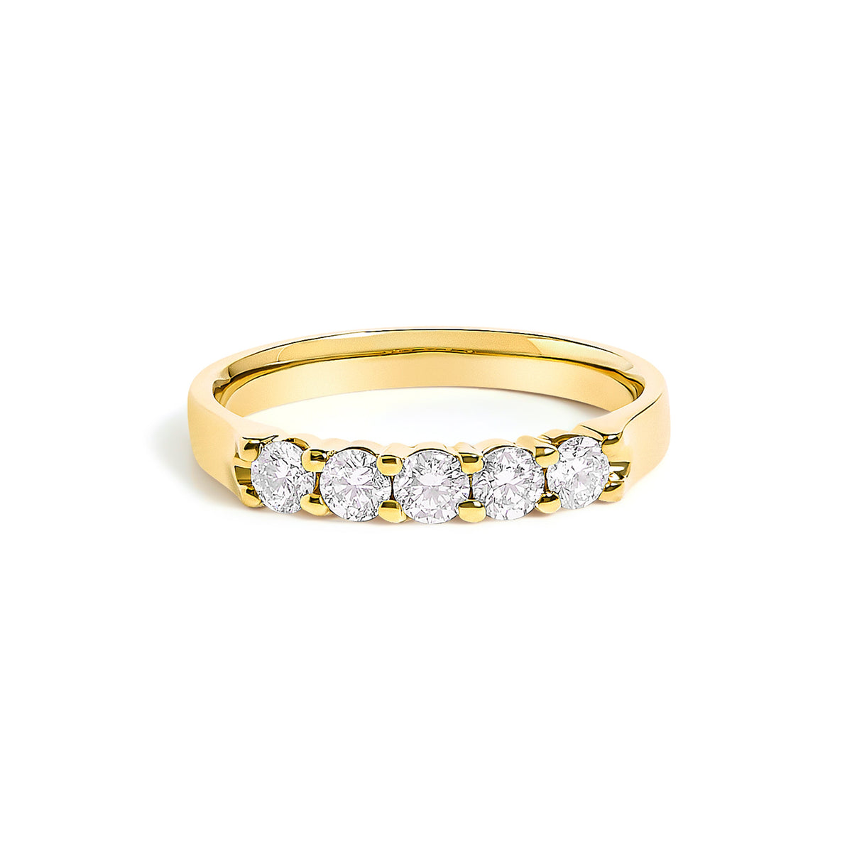 Bague en or blanc 14 carats avec 5 diamants de 1/2 carat total