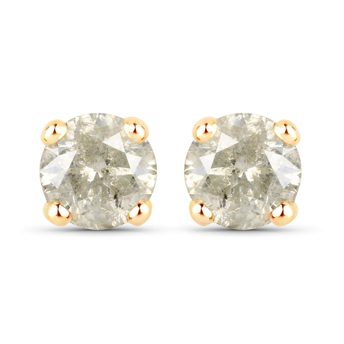 1.16 Carat Genuine LB Diamond 14K Yellow Gold Earrings