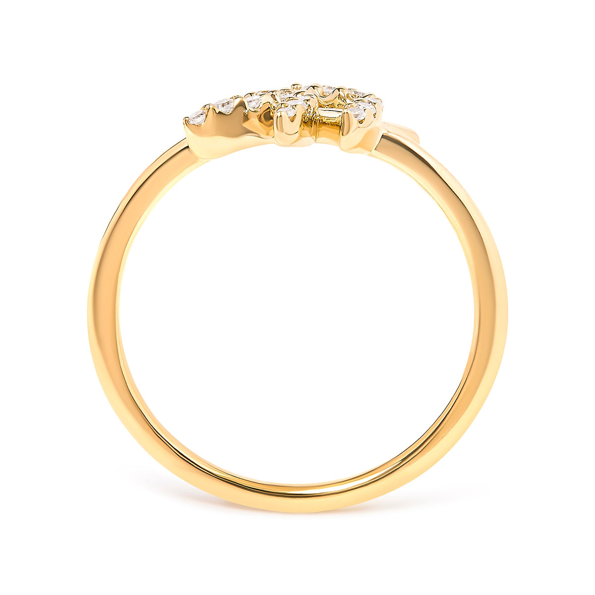 Bague en or jaune 10 carats avec feuille et branche de diamant 1/10 carat (couleur H-I, pureté I1-I2) - Taille 7