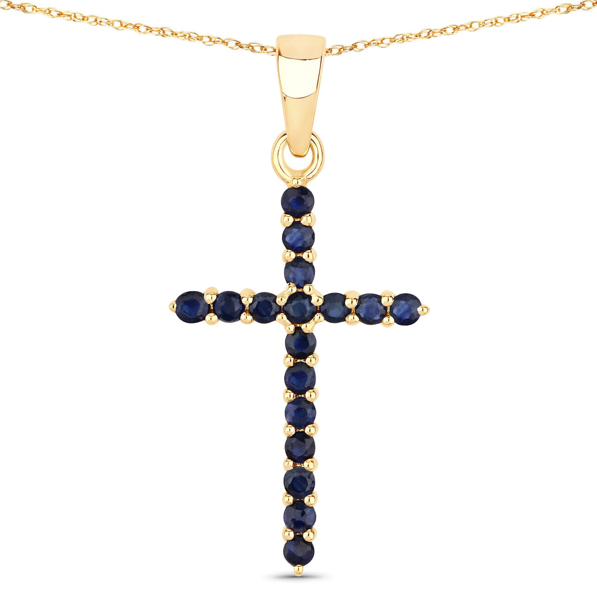 Pendentif en Or Jaune 14K Saphir Bleu Véritable 0,60 Carat