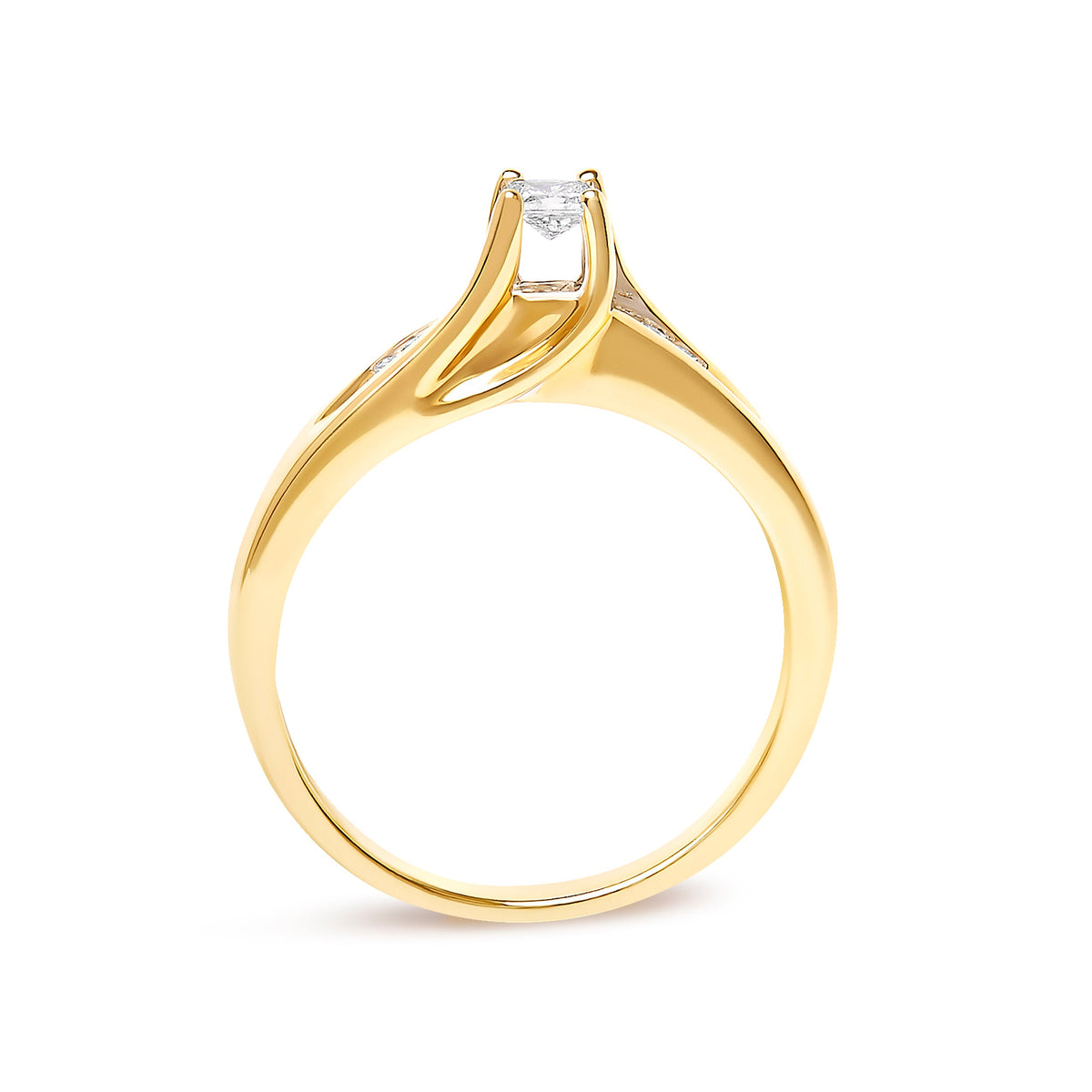 Bague de fiançailles en or jaune 14 carats avec diamant taille princesse 0,25 carat