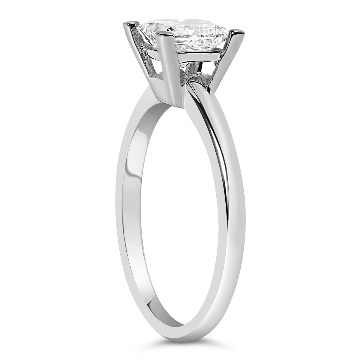 Bague de fiançailles solitaire en or blanc 14 carats avec diamant de laboratoire taille princesse de 1,0 carat (couleur F-G, pureté VS1-VS2) - Taille de bague 7