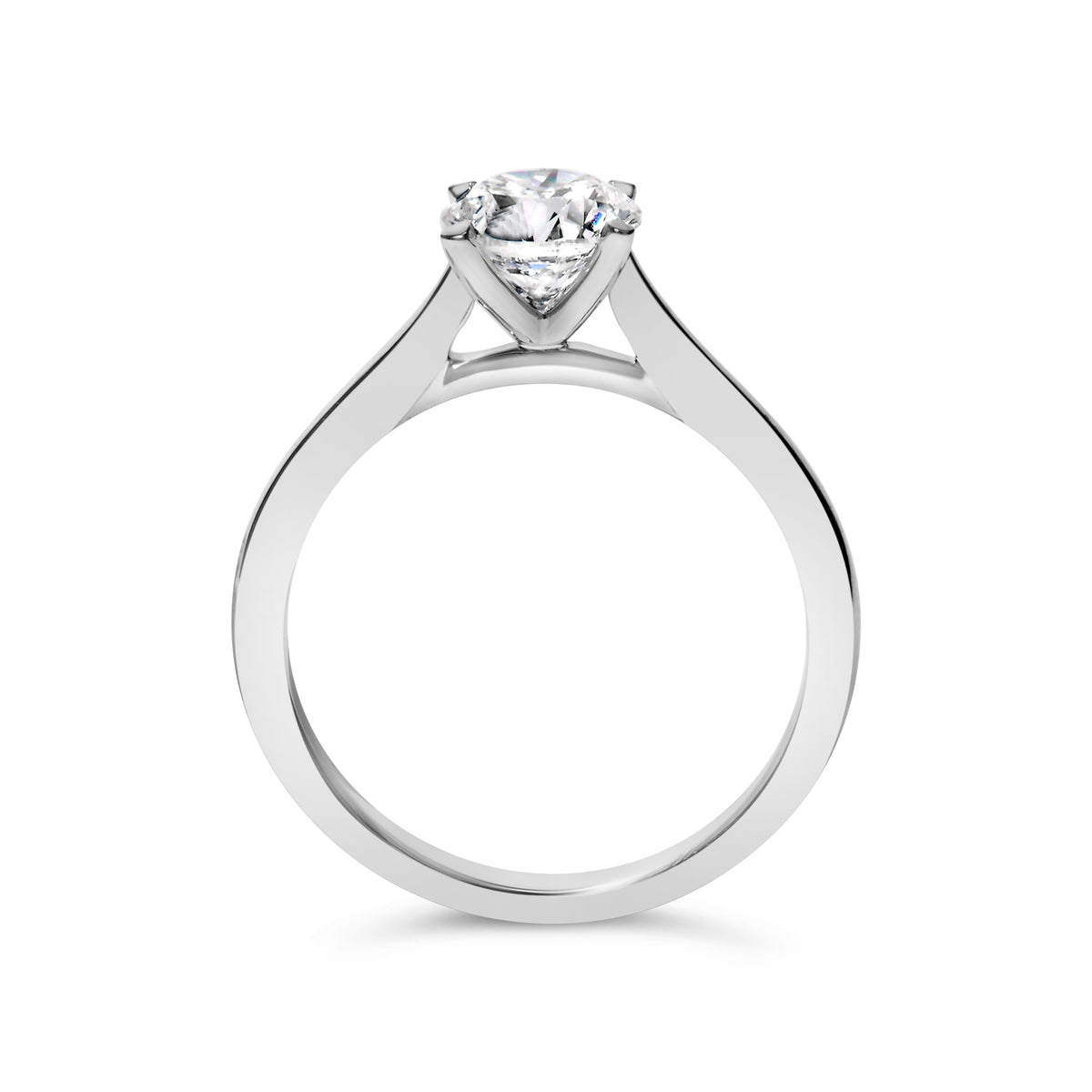 Bague de fiançailles solitaire en or blanc 14 carats avec diamant rond de laboratoire de 1,0 carat, monture aigle à 4 griffes (couleur F-G, pureté VS2-SI1) - Taille 7