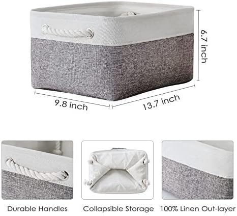 TheWarmHome Organization and Storage Basket for Shelves - 1 Pack 14x10x6.7 inch Collapsible Storage Bins, Fabric Storage Cubes for Closet Organizer Toy Gift Cloth (White & Grey)