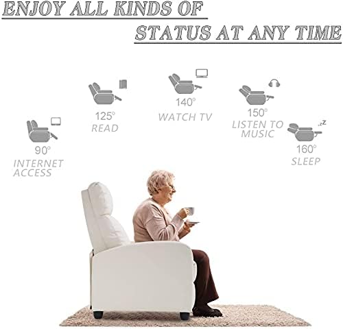 BestMassage | Recliner Chair | with 2 Point Massage Function | Textile Beige | with Lumbar Support, Adjustable Push Back, Footrest & Padded Seat | Easy Assembly | for Living Room, Home Theatre