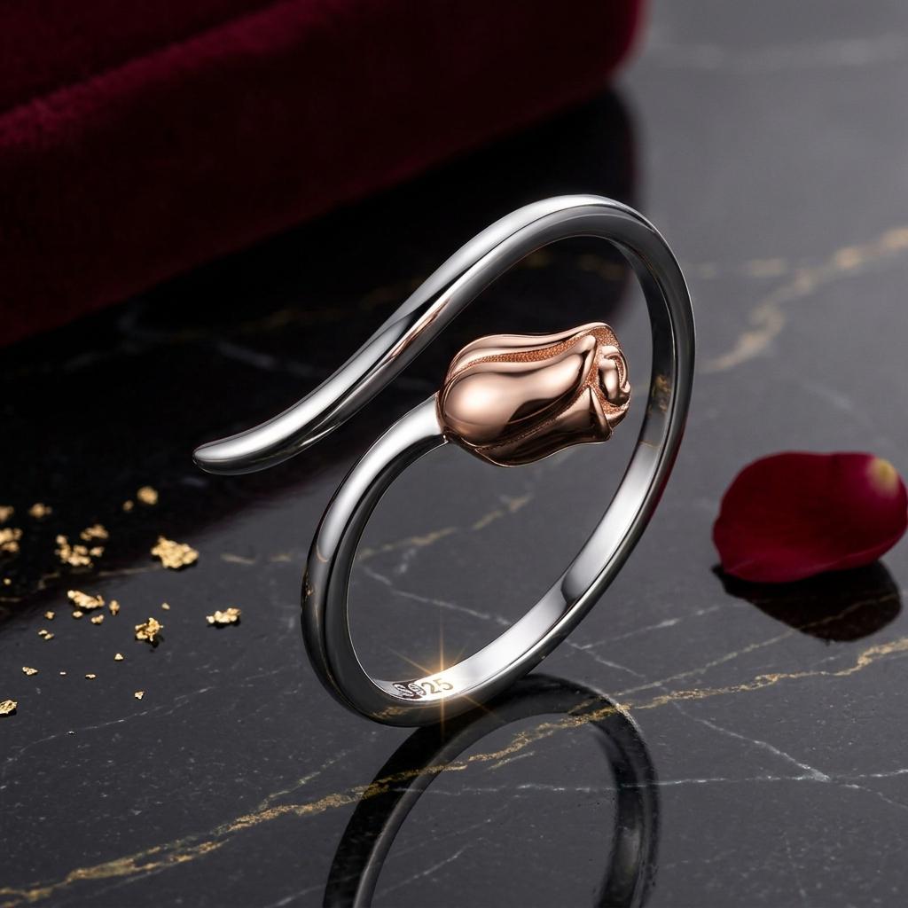 Bague en argent sterling 925 avec placage or rose et platine, 0,4*0,6cm pour Femme