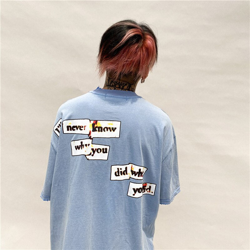 "Blue Lotuss 20SS Unisex Vintage Print T-Shirt"