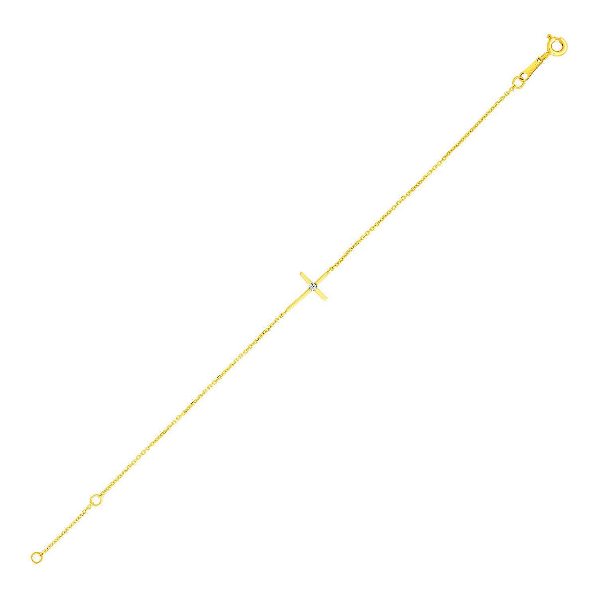 Bracelet Enfant 14 carats or jaune 5 1/2 pouces avec croix