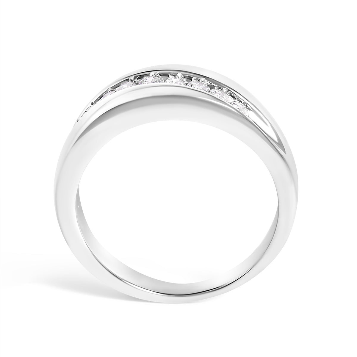 Bague homme en argent sterling 925 avec diamants 1/2 carat (9 pierres) - Taille 10