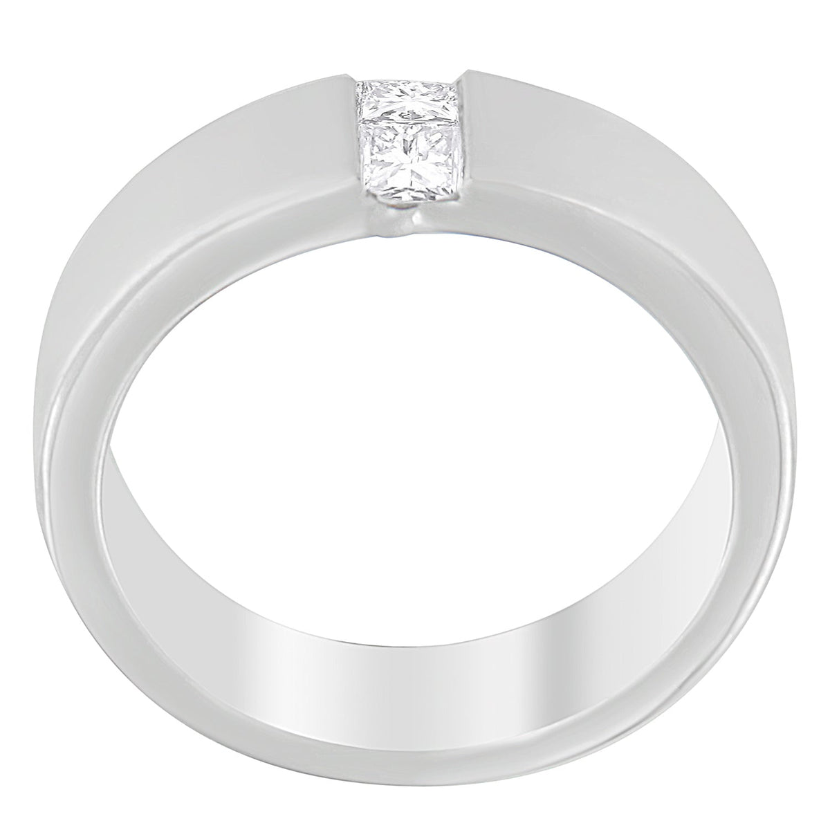 Bague alliance pour hommes en or blanc 14K, 1/4 carat poids total diamant, serti rail (G-H, VS1-VS2)