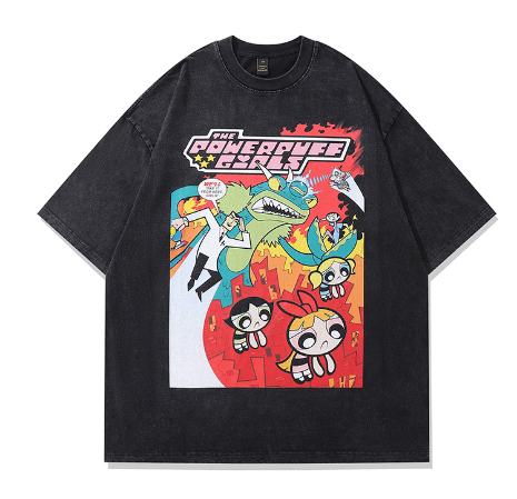 White Summer T-Shirt with Japanese Harajuku Prints