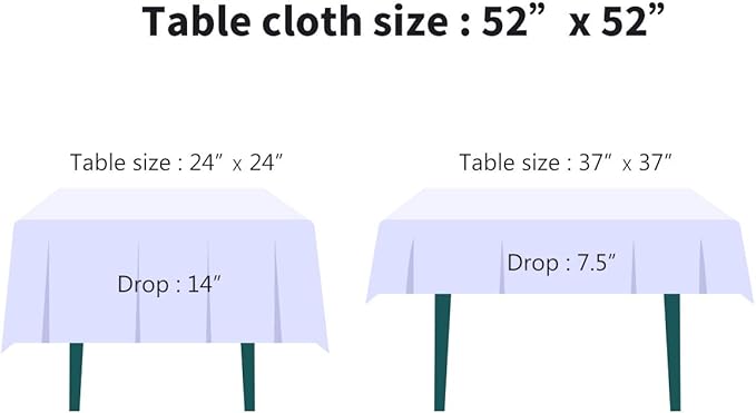Surmente White Square Tablecloth-52x52 Inch Table Cloth for Small Square Tables,Washable Polyester Table Cover for Weddings, Banquets, or Restaurants