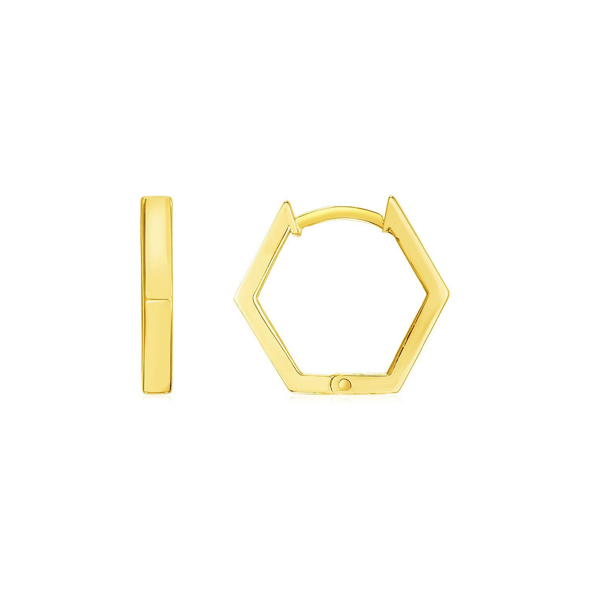Boucles d'oreilles créoles hexagonales en or jaune 14 carats