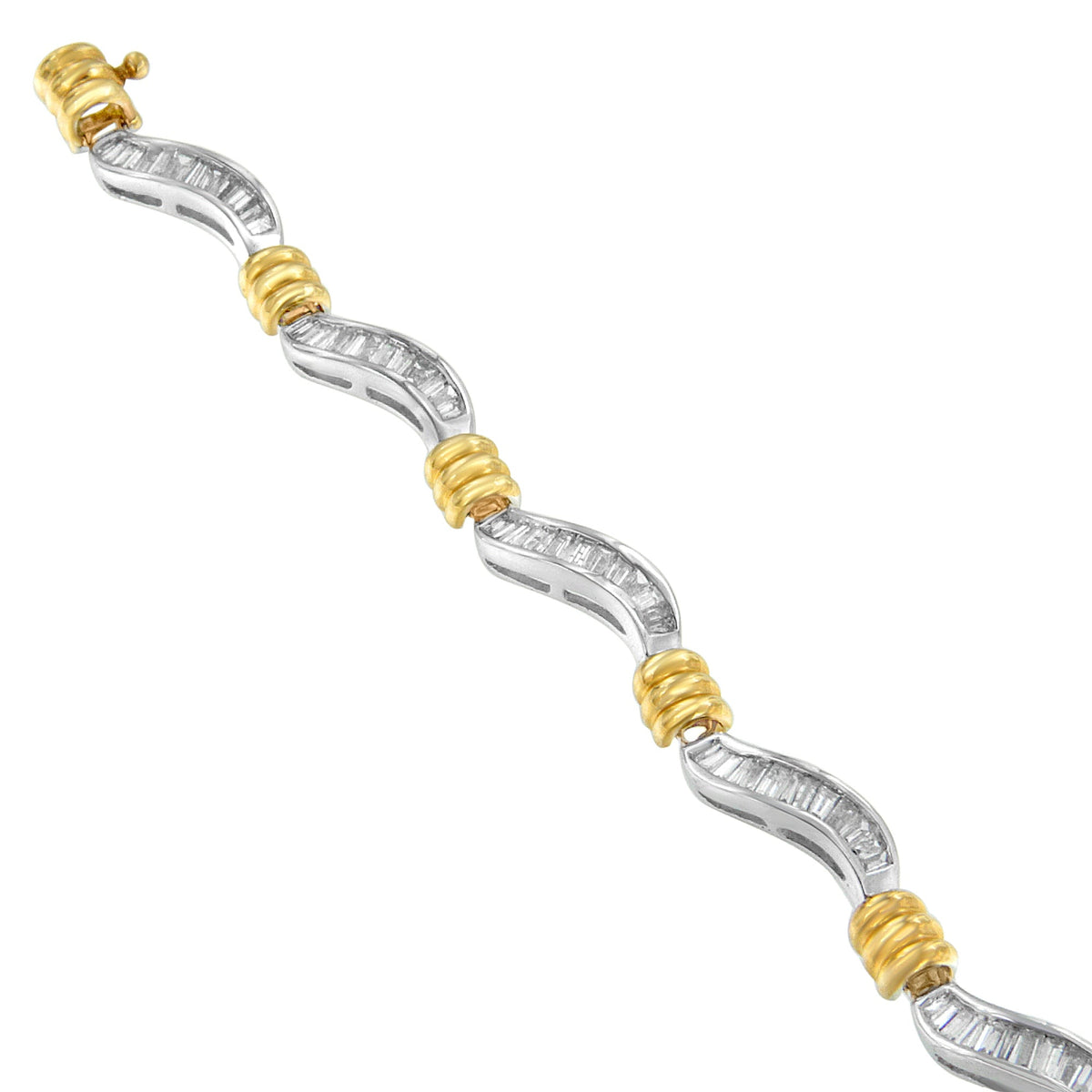 Bracelet spirale en or bicolore et diamants taille baguette, de la collection Original Classics (2,00 carats, couleur H-I, pureté I1-I2)