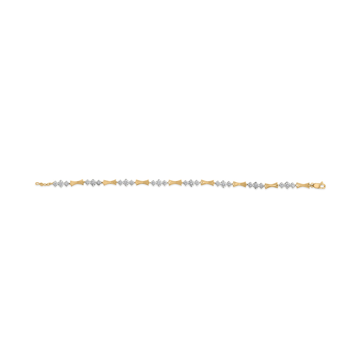 Bracelet alterné barres et maillons en Or 10K et Diamants 1/3 Cttw Miracle Set (Couleur I-J, Pureté I1-I2) - 7,75 pouces
