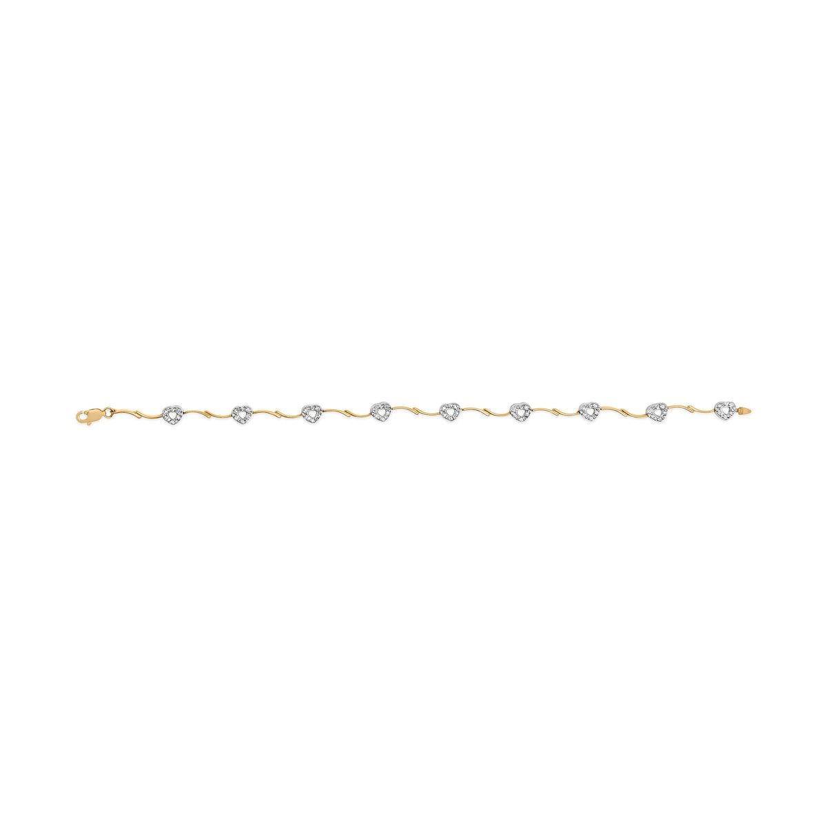 Bracelet 7,25" S-Link en or bicolore 10k avec pavé de diamants 1/3 Cttw (couleur I-J, pureté I2-I3)