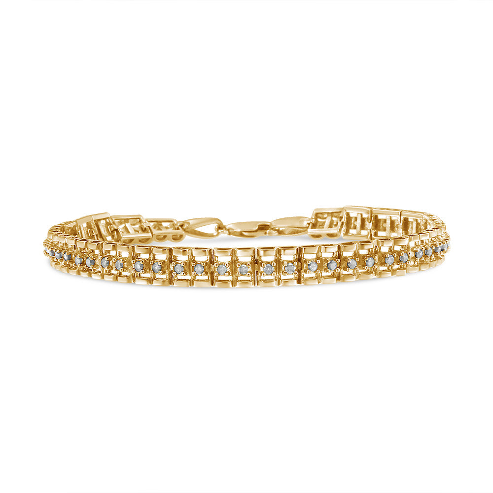 Bracelet de tennis 7" à double maillon en argent sterling 925 avec diamants taille rose de 1,0 carat (couleur I-J, pureté I3)
