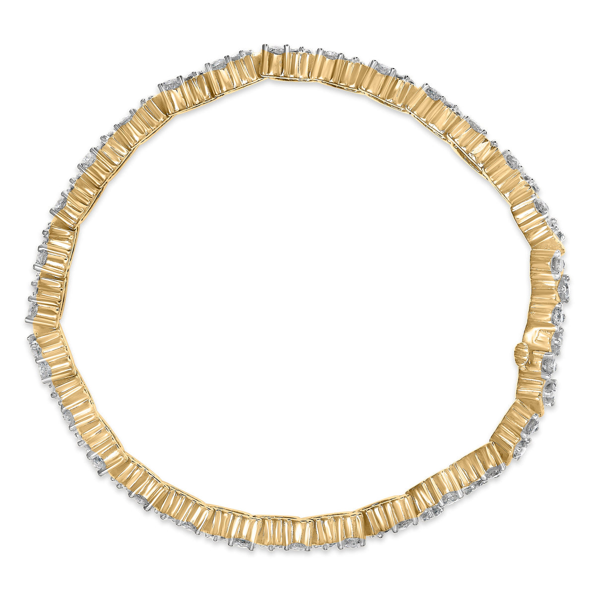 Bracelet en or jaune 14 carats avec diamants taille ronde (4,00 carats au total, couleur H-I, pureté I1-I2)
