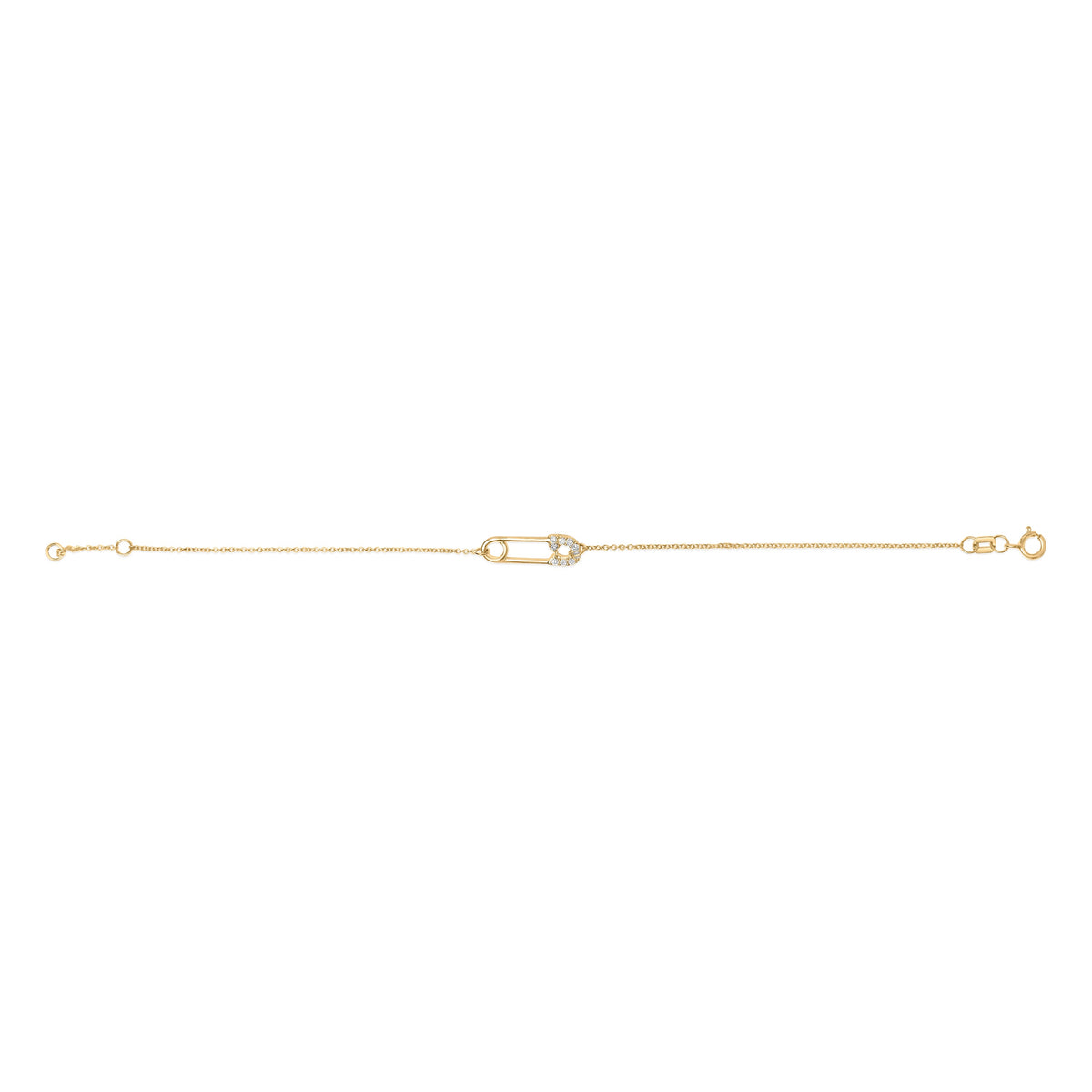 10K Yellow Gold 1/10 Cttw Diamond Paperclip Charm Adjustable Link Bracelet (I-J Color, I1-I2 Clarity) - 7.25 Inch