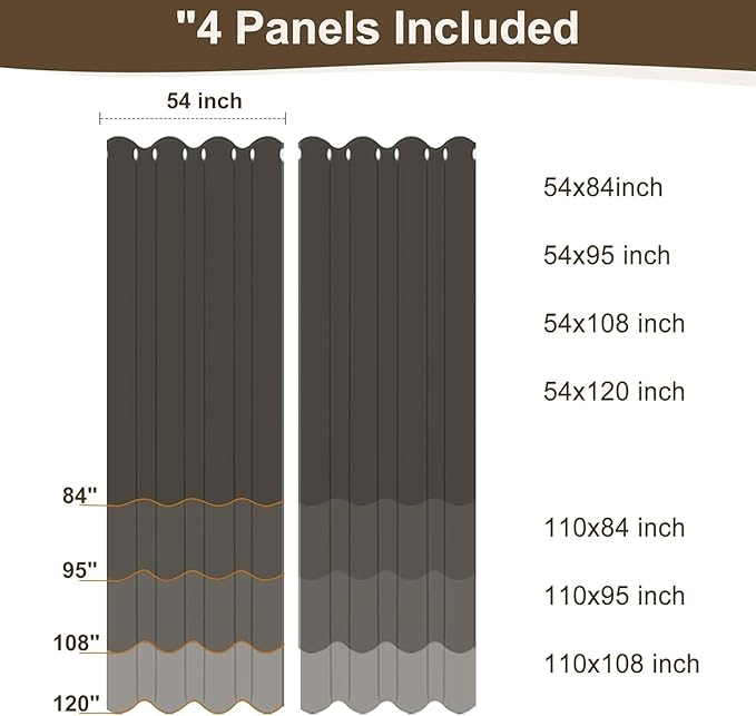 HolidayIdeas 4 Panels Outdoor Curtains for Patio Waterproof Linen Curtains 95 Inch Length-Outside Curtains Heavy Duty, Privacy, Weighted for Pergola, Porch, Gazebo-54 Wide x 95" Long Light Grey