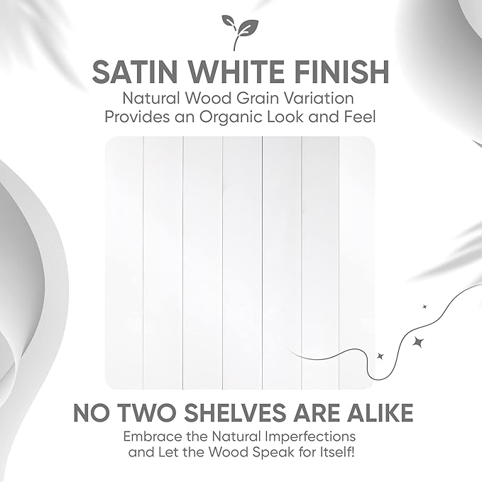 Homeforia White Floating Shelves 16 inch, High End Solid Real Wood 16inch Bathroom Floating Shelf for Wall Mounted, White Wooden 16 Floating Shelves, Heavy Duty Bracket, 16 X 6.5 X 1.75 inch, Set of 4