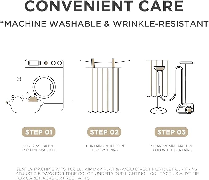 Joydeco Pleated Curtains for Living Room Bedroom, Linen Drapes 90 inch Length 2 Panels Set, Blackout Thermal Insulated Curtain(Bleached Sand,40'' Wx90'' L)
