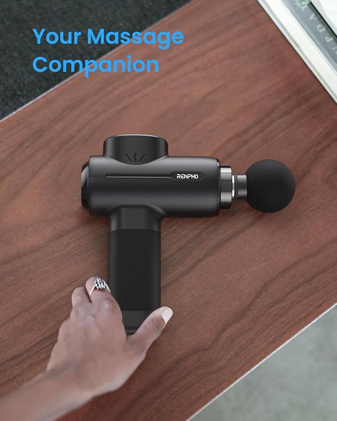 RENPHO Massage Gun Deep Tissue, Portable Percussion Muscle Massager with Bluetooth, Handheld Device for Back and Neck, Carry Case, Gifts for Men and Women