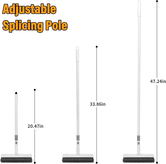 Scrub Brush Floor Brush with Long Handle,Double-Sided V-Shaped Scrub Brush,Shower Floor Scrubber for Cleaning, Tile Scrub Brush with Stiff Bristles, 52'