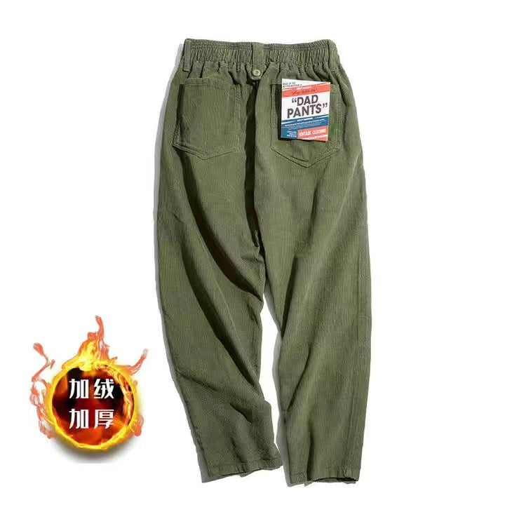 Men's Casual Khaki Corduroy Pants for Autumn/Winter