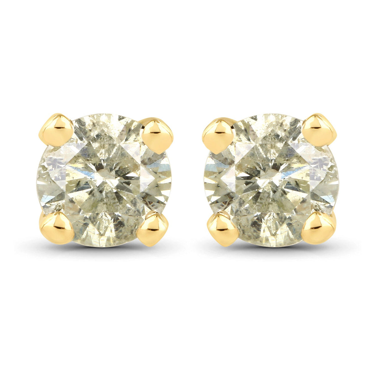 0.92 Carat Genuine LB Diamond 14K Yellow Gold Earrings