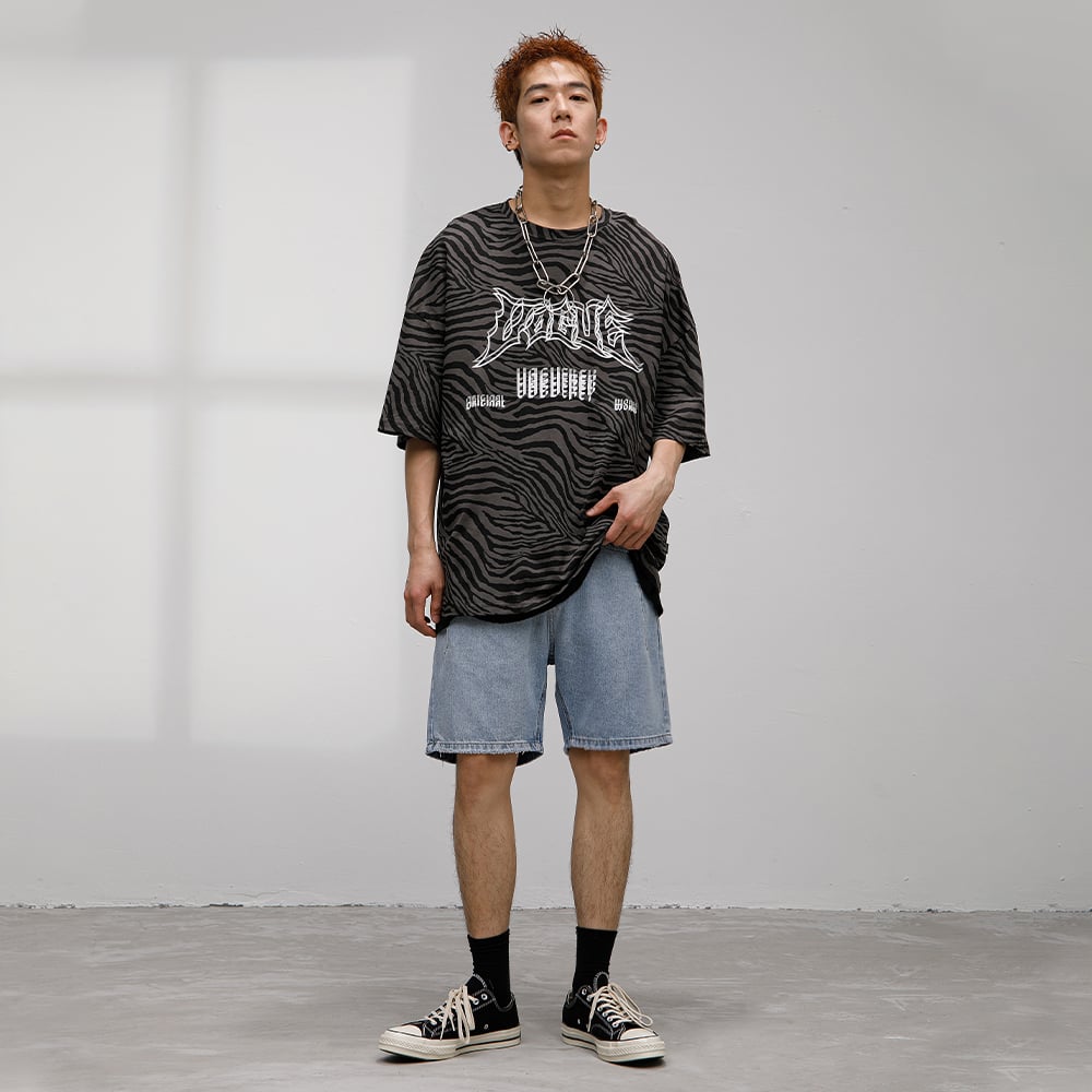Worn Washed Denim Shorts