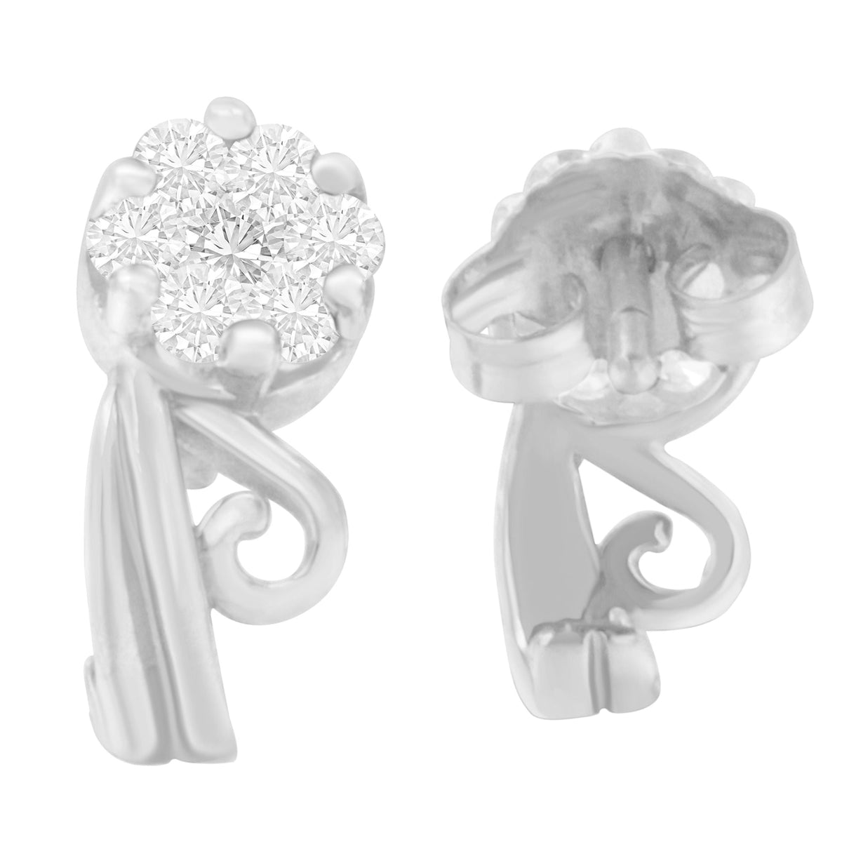 Boucles d'oreilles en or blanc 14 carats, diamants ronds 0,5 carat (H-I, I1-I2)