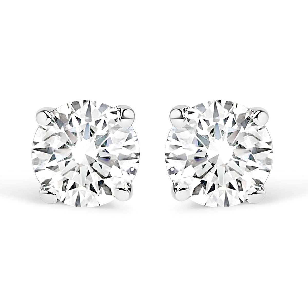 Boucles d'oreilles solitaires en or jaune 14 carats avec diamants de laboratoire de 1,0 carat au total