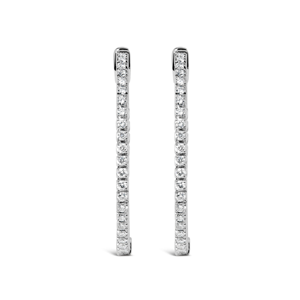 Boucles d'oreilles créoles intérieures/extérieures en or blanc 14 carats avec diamants de laboratoire 1,5 carat (couleur G-H, pureté VS2-SI1)
