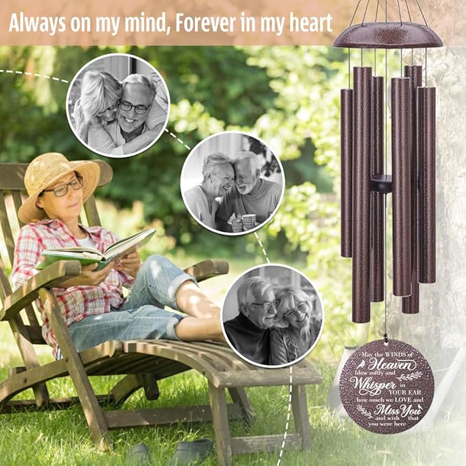 Sympathy Wind Chimes Life Tree, 36inch Personalized Memorial Wind Chimes, Cardinal Wind Chime for Loss of Loved Dad/Mom, Sympathy Gifts Memorial Gifts, Deep Tone Outdoor Decorations