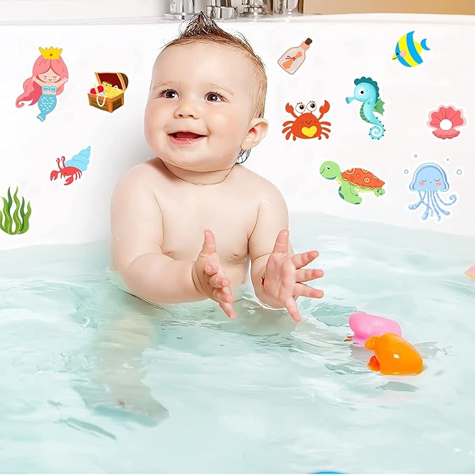 Sea Animals Gel Clings for Kids, 21PCS Thick Vinyl Decals, Cartoon Animal Stickers for Classroom, Home, Nursery, Airplane Birthday Party Supplies, Reusable, Water Resistant, Indoor Usage