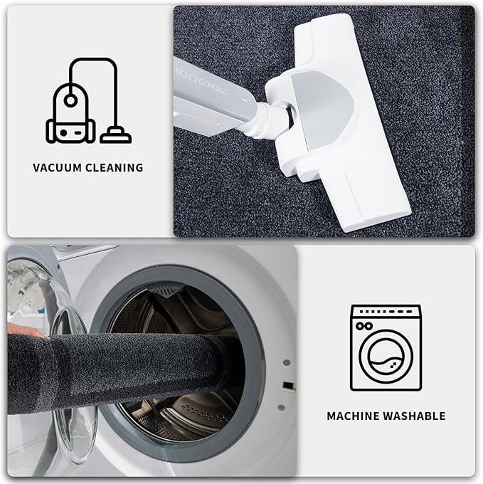 PURRUGS Dirt Trapping Door Mat 20" x 32", Non-Slip/Skid Machine Washable Entryway Rug, Shoes Scraper, Area Rug, Super Absorbent Welcome Mat for Muddy Wet Shoes and Paws, Bluish Grey & Charcoal
