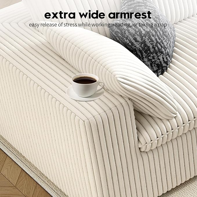 LoveSeat Cloud Couch Modular Sectional Sofa for Living Room,Modern Sofa with Deep Seat,2 Seater Boneless Couch with Ottoman,Comfy Upholstered Couches for Apartment, Studio, Office,Bedroom,White